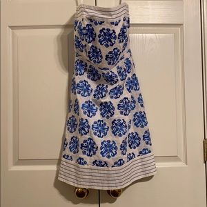 Lilly Pulitzer strapless white and blue Dress